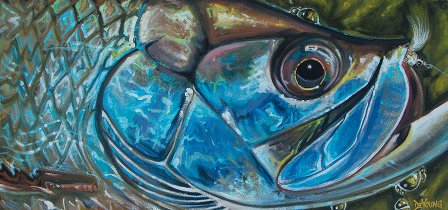 Tarpon Fish Abstract Watercolor 11" x 14" Art Print by Artist DJ Rogers 