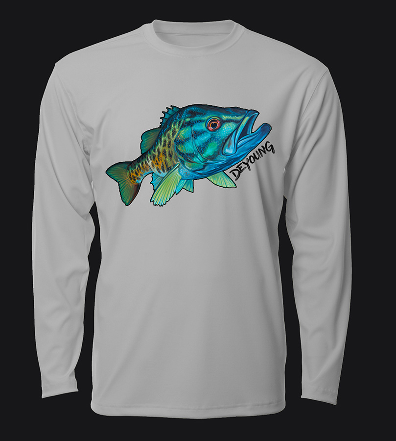 Smallmouth Bass – UV Protective Shirt – Light Grey
