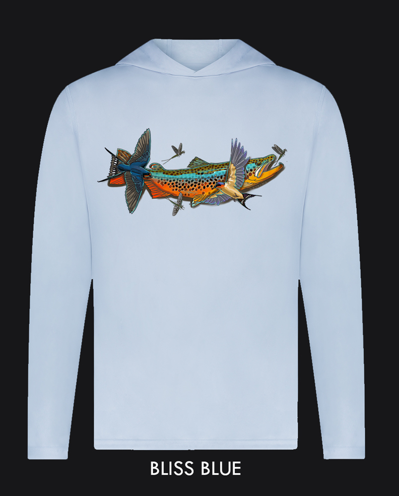 Trout and Birds – Hooded UV Protective Shirt